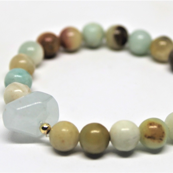 Amazonite beaded stretch bracelet - Picture 2 of 5